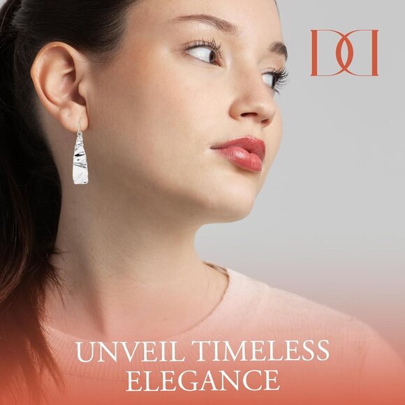 925 Sterling Silver Tapered Drop Earrings Minimalist Artisanal Israeli Design - Picture 7 of 8